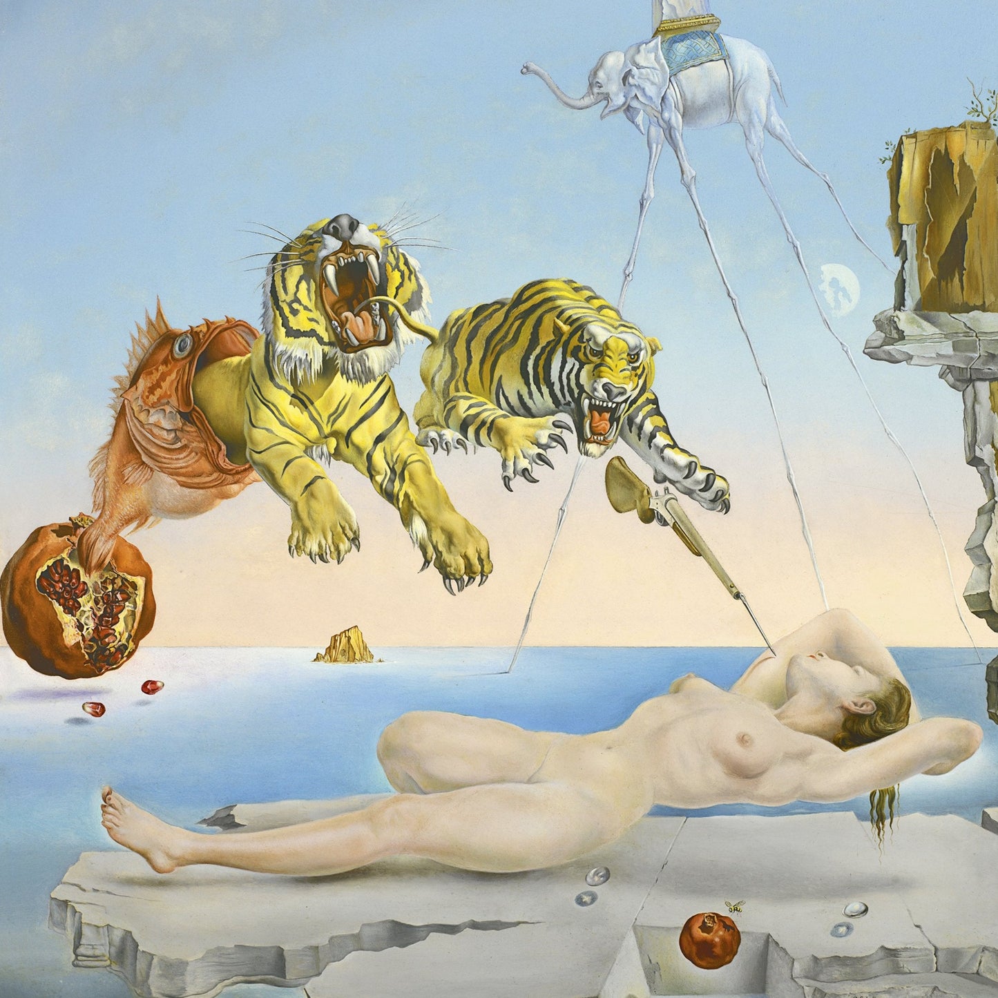 Dream Caused by the Flight of a Bee Around a Pomegranate a Second Before Awakening | Salvador Dalí | 1944