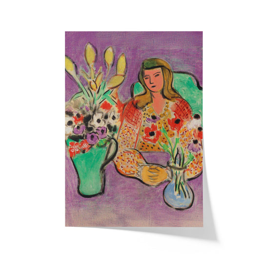 Young Girl with Anemones on Purple Background | Henri Matisse | 1944