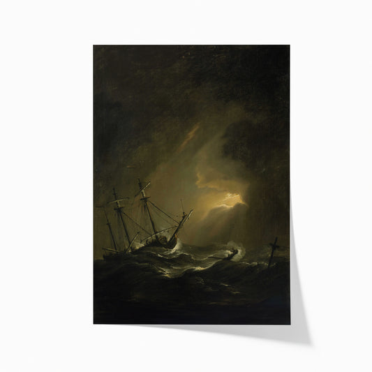 A Small Dutch Ship Riding out a Storm | Williem Van de Velde The Younger | 1700s