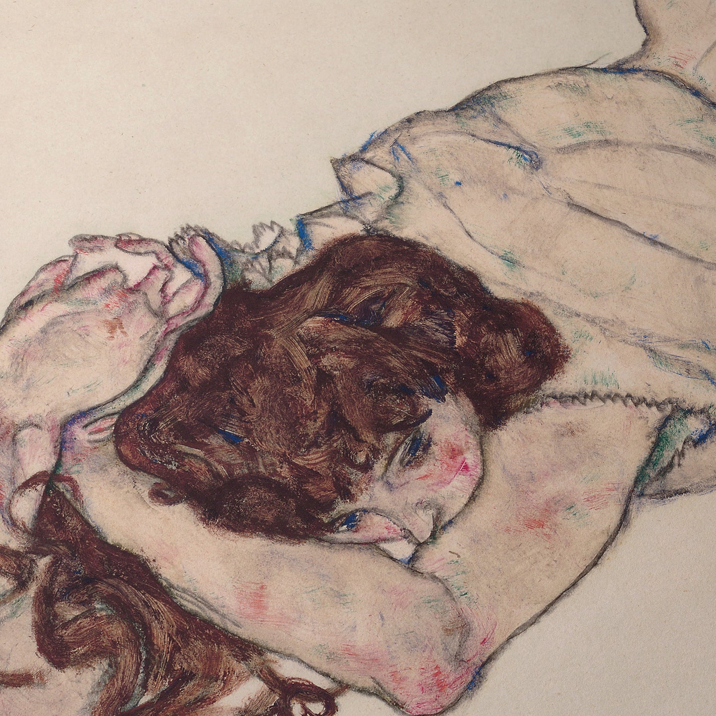 Kneeling girl, Resting on Both Elbows | Egon Schiele | 1917