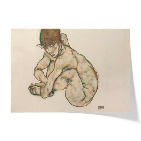 Crouching Nude Girl | Egon Schiele | 1918