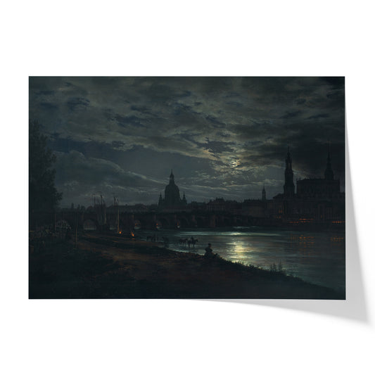 View of Dresden by Moonlight | Johan Christian Dahl | 1839