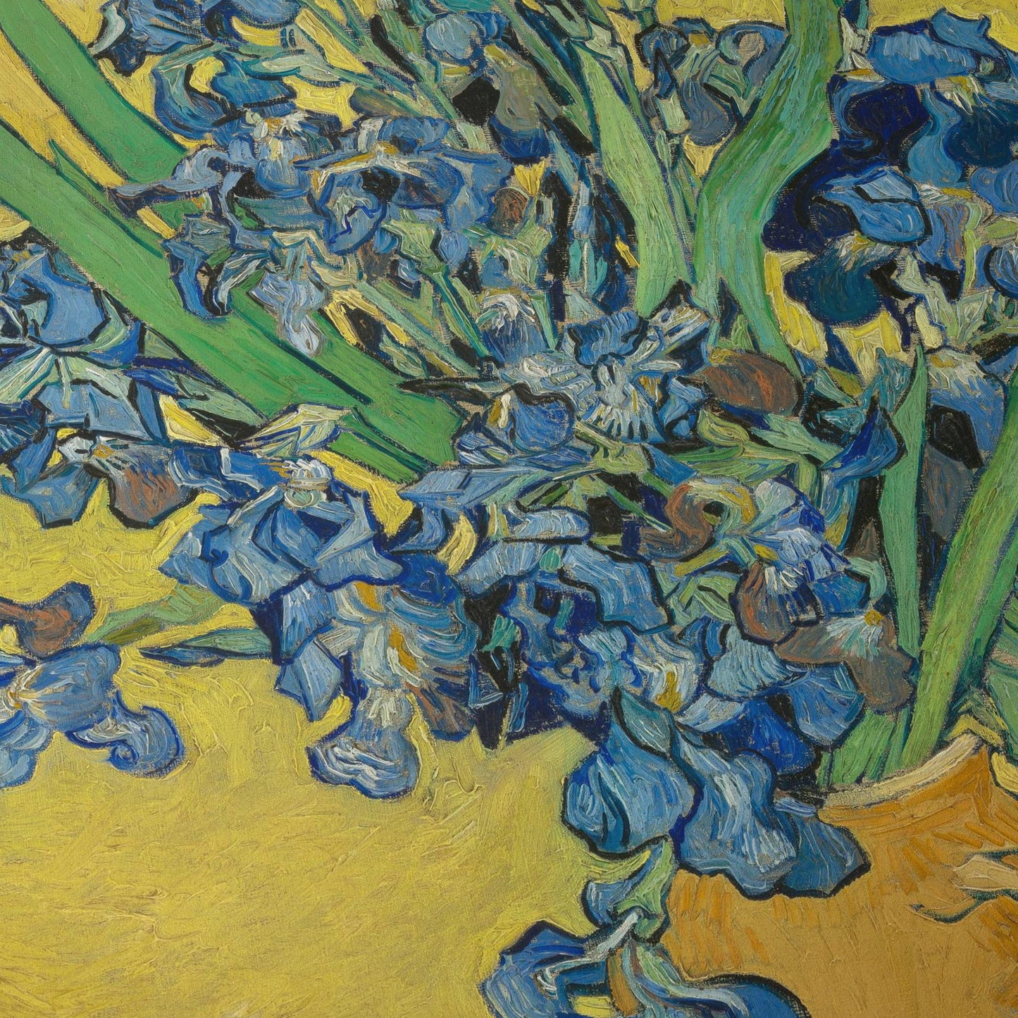 Vase with Irises Against a Yellow Background | Vincent van Gogh | 1889