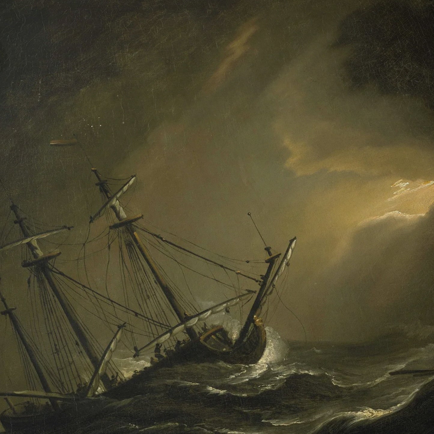 A Small Dutch Ship Riding out a Storm | Williem Van de Velde The Younger | 1700s