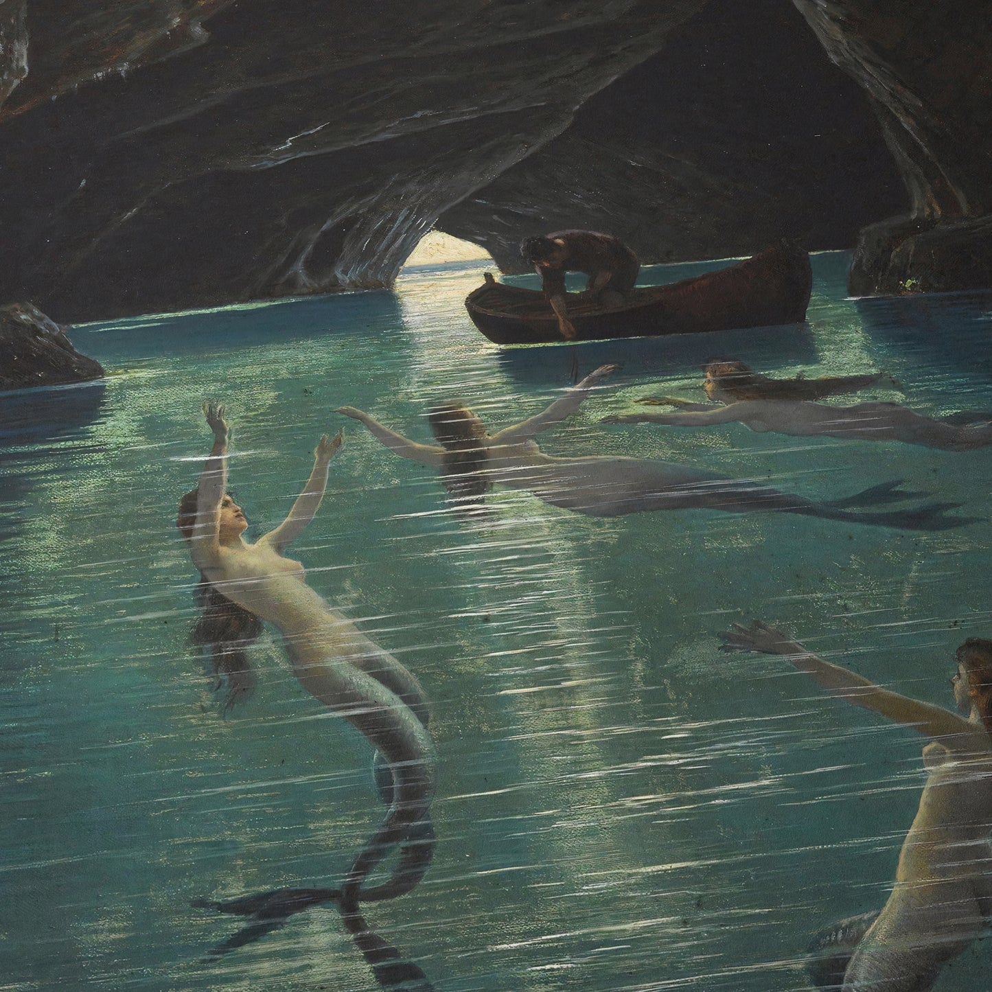 Fisherman and Mermaids in the blue Grotto in Capri | Hermann Corrodi