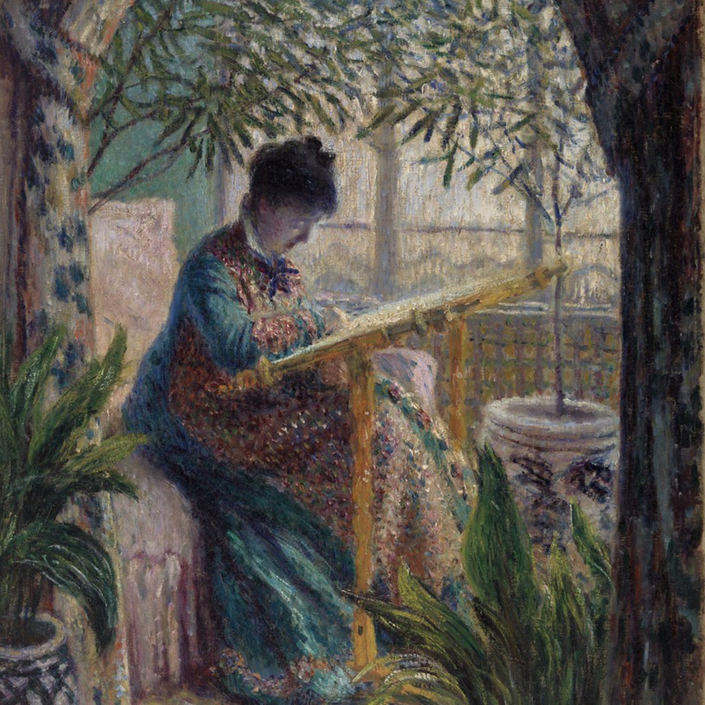 Madame Monet Embroidering | Claude Monet | 1875