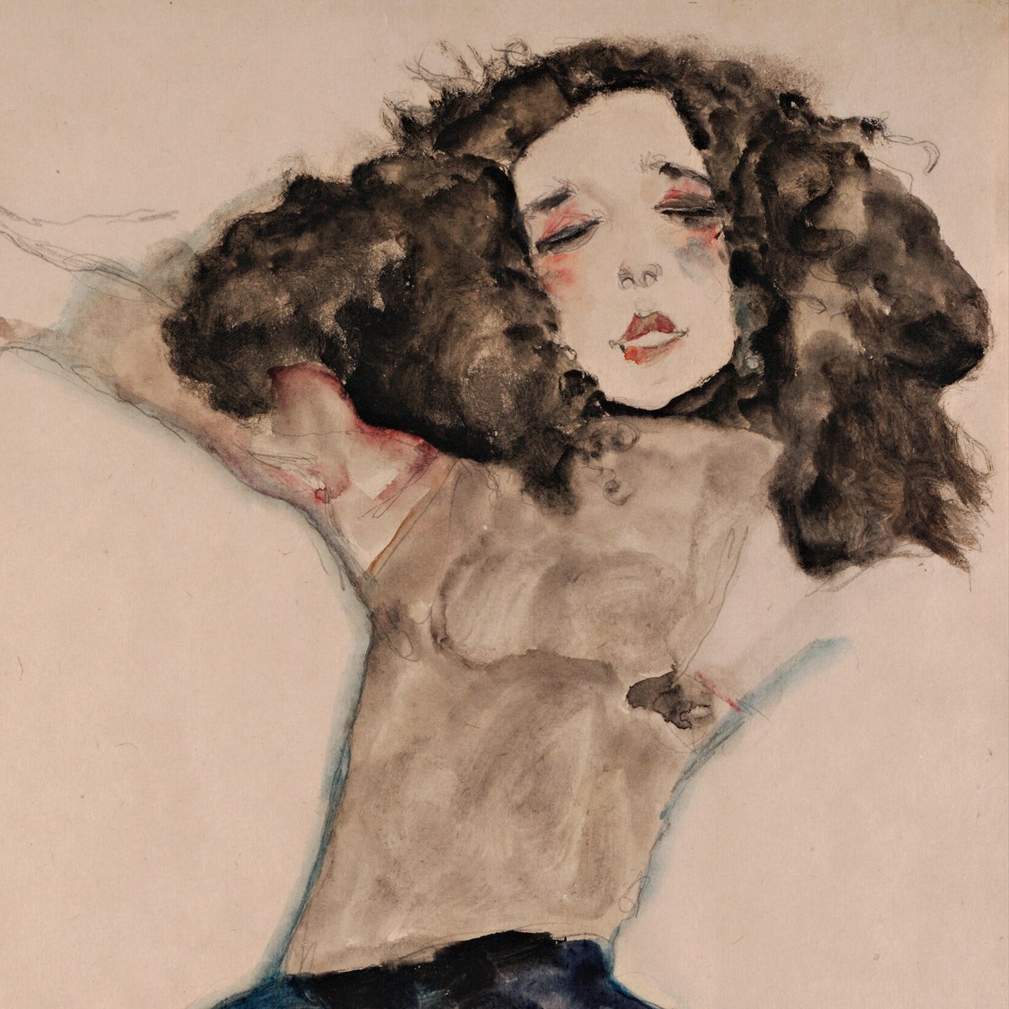 Black-Haired Girl with Lifted Skirt | Egon Schiele | 1911