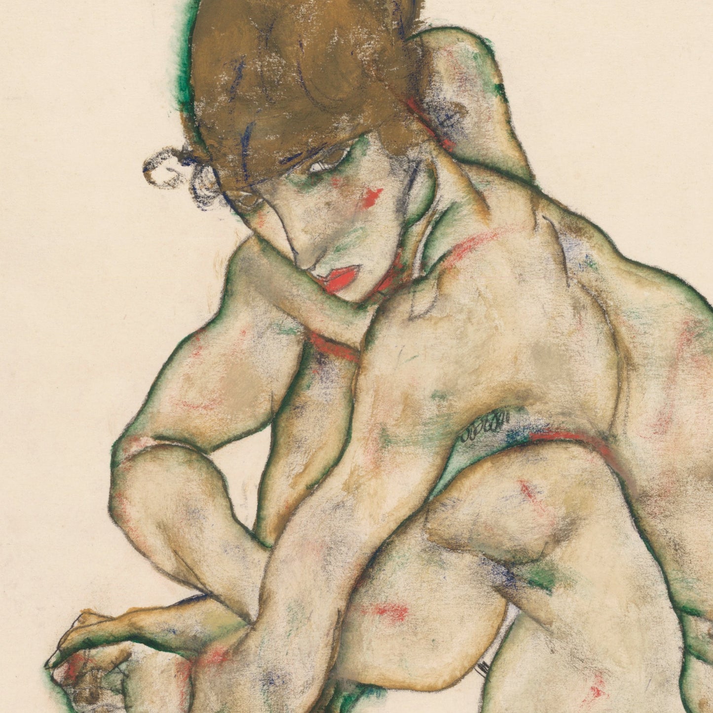 Crouching Nude Girl | Egon Schiele | 1918