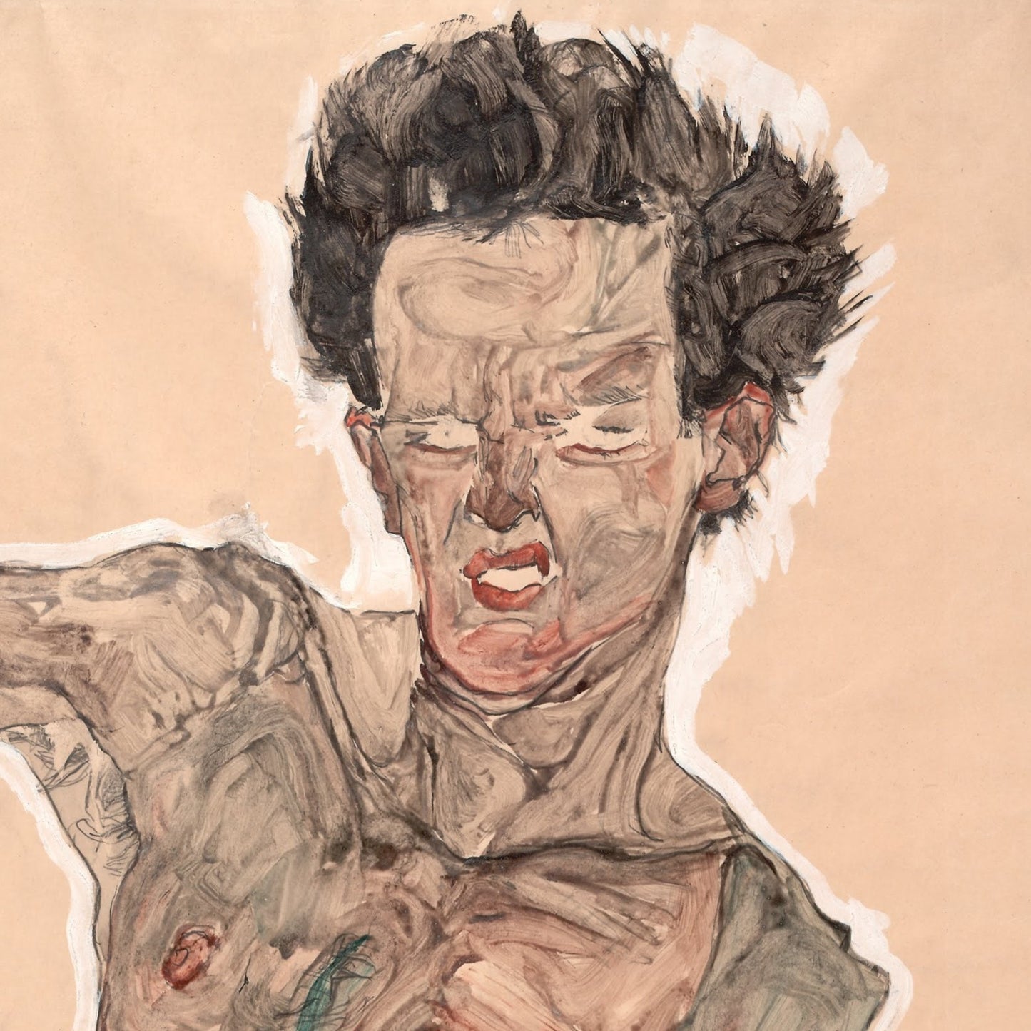 Nude Self-Portrait, Grimacing | Egon Schiele | 1910