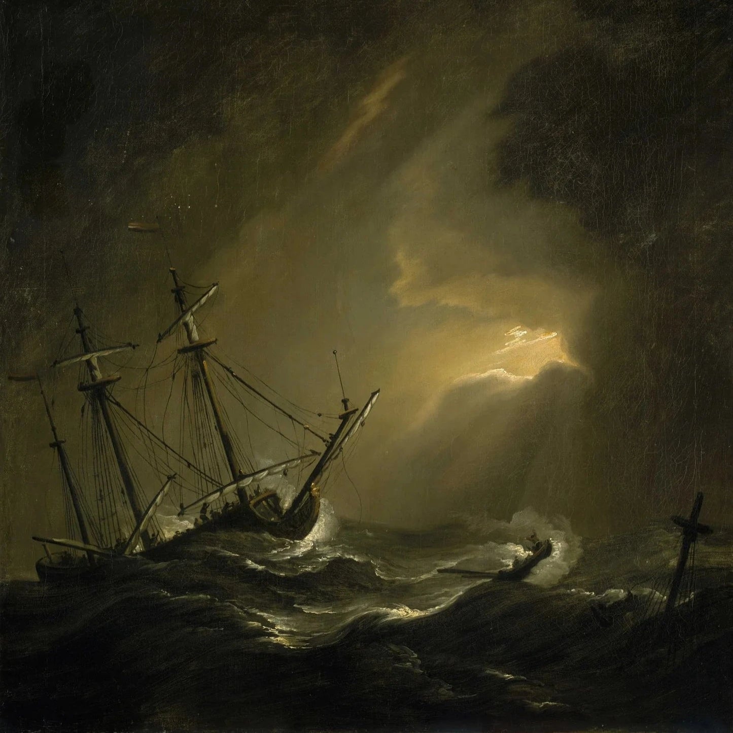 A Small Dutch Ship Riding out a Storm | Williem Van de Velde The Younger | 1700s